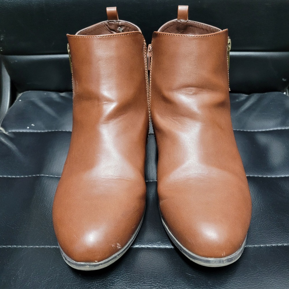 Toetos Boots Womens 10M Brown Ankle Bootie Sneaker Casual Side Zip Up‎ Pitts